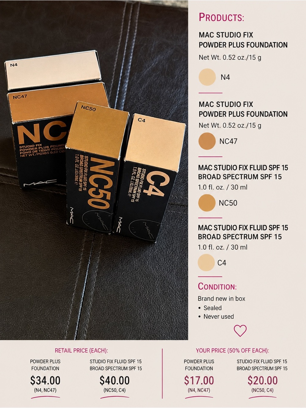 MAC Foundation $17 Each